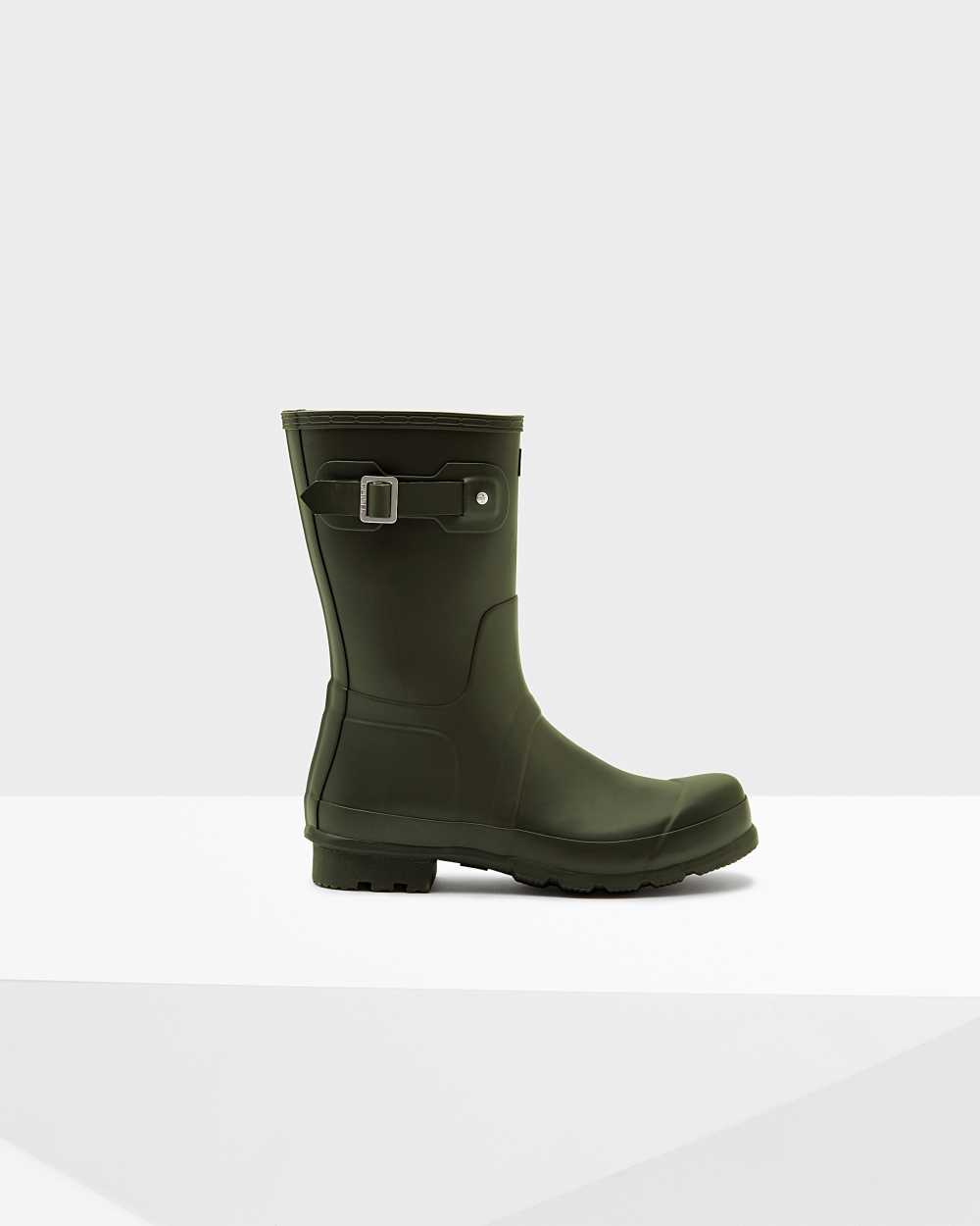 Hunter Original Short Men's Rain Boots NZ-89722X Dark Olive